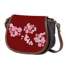 Load image into Gallery viewer, Ti Amo I love you - Exclusive Brand - Dark Burgundy - Pink Floral Branch - Saddle Bag
