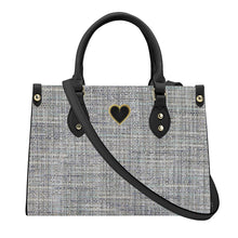 Load image into Gallery viewer, Ti Amo I love you - Exclusive Brand - Silver Chalice Tweed - Luxury Womens PU Tote Bag - Black Straps
