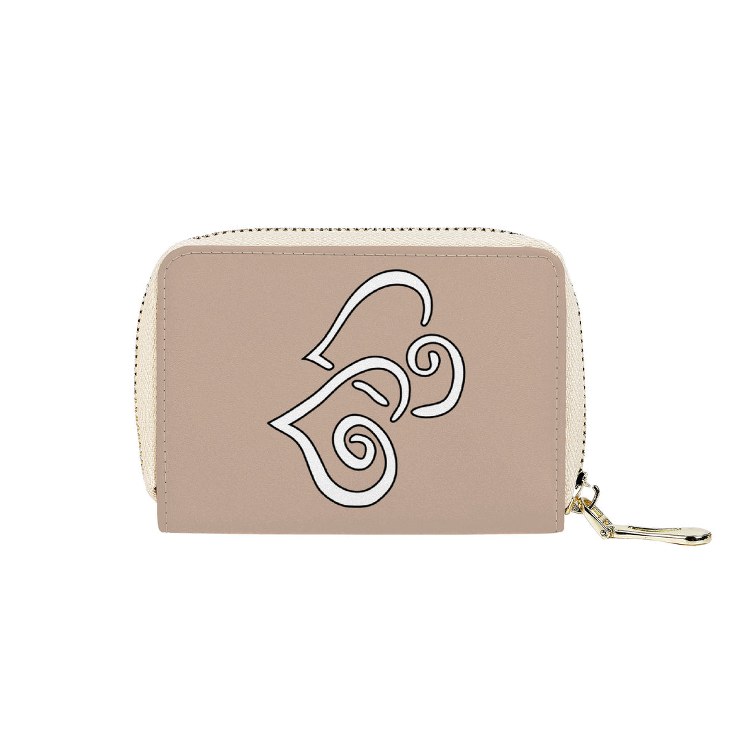 Ti Amo I love you - Exclusive Brand - Rodeo Dust 2 - Double White Heart - PU Leather -  Zipper Card Holder