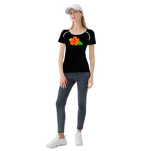 Load image into Gallery viewer, Ti Amo I love you - Exclusive Brand - Black - Hawaiian Flower - Women&#39;s T shirt - Sizes XS-2XL
