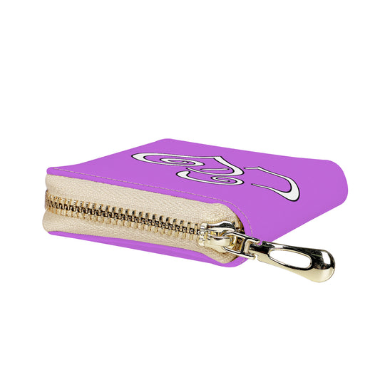 Ti Amo I love you - Exclusive Brand - Lavender - Double White Heart - PU Leather - Zipper Card Holder