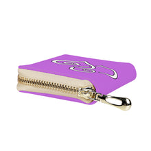 Load image into Gallery viewer, Ti Amo I love you - Exclusive Brand - Lavender - Double White Heart - PU Leather - Zipper Card Holder
