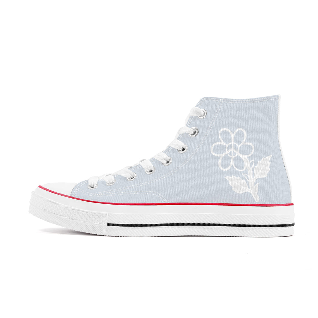 Ti Amo I love you - Exclusive Brand - Mystic - White Daisy - High Top Canvas Shoes - White  Soles