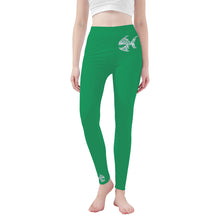 Load image into Gallery viewer, Ti Amo I love you - Exclusive Brand - Shamrock Green - Angry Fish  - Womens / Teen Girls  / Womens Plus Size  - Yoga Leggings - Sizes XS-3XL
