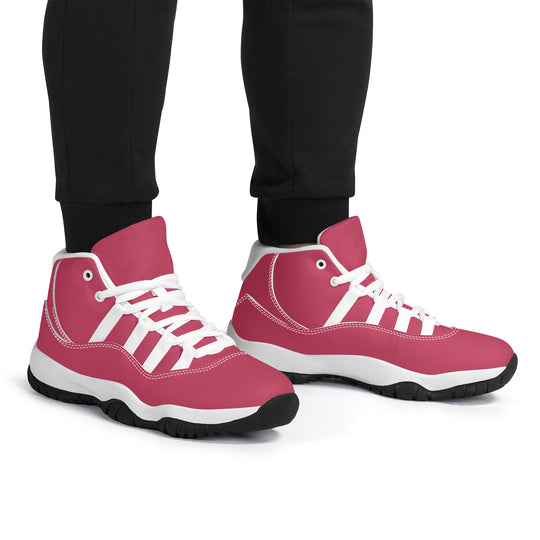 Ti Amo I love you - Exclusive Brand - Viva Magenta - Skeleton Hands with Heart - High Top Air Retro Sneakers - White Laces