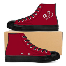 Load image into Gallery viewer, Ti Amo I love you - Christmas Candy - Double White Heart - High Top Canvas Shoes - Black  Soles
