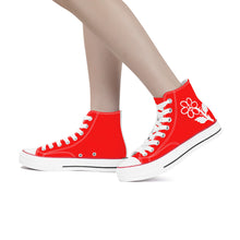 Load image into Gallery viewer, Ti Amo I love you - Exclusive Brand - Red - White Daisy - High Top Canvas Shoes - White  Soles
