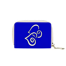 Load image into Gallery viewer, Ti Amo I love you - Exclusive Brand - Medium Blue - Double White Heart - PU Leather - Zipper Card Holder
