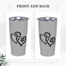 Load image into Gallery viewer, Ti Amo I love you - Exclusive Brand - Silver Chalice - Double Black Heart - 20oz Stainless Steel Straw Lid Cup
