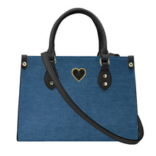 Load image into Gallery viewer, Ti Amo I love you - Exclusive Brand - Denim Jeans - Luxury Womens PU Tote Bag - Black Straps
