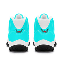 Load image into Gallery viewer, Ti Amo I love you - Exclusive Brand  - Aqua / Cyan - Skeleton Hands with Heart - High Top Air Retro Sneakers - White Laces
