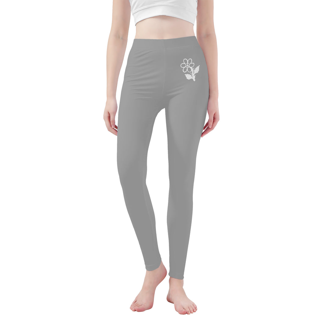 Ti Amo I love you - Exclusive Brand - Silver Chalice - White Daisy - Yoga Leggings - Sizes XS-3XL