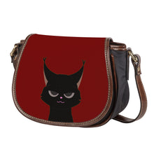 Load image into Gallery viewer, Ti Amo I love you - Exclusive Brand - Dark Burgundy - Black Cat - Saddle Bag
