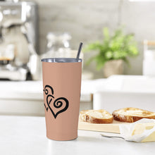 Load image into Gallery viewer, Ti Amo I love you - Exclusive Brand - Feldspar - Double Black Heart - 20oz Stainless Steel Straw Lid Cup
