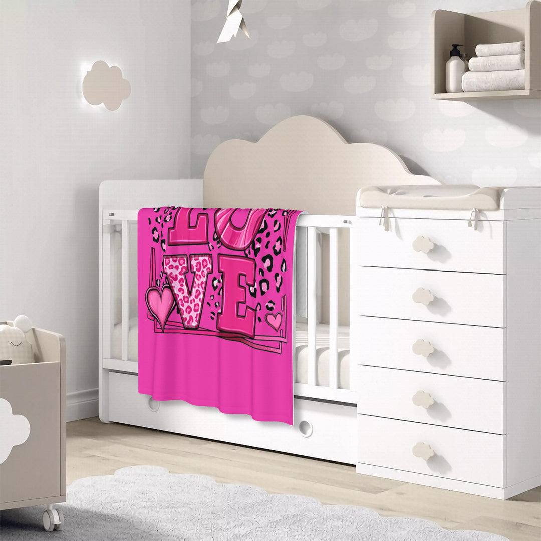 Ti Amo I love you - Exclusive Brand - Hot Pink - Leopard Hearts - Baby Soft Blanket