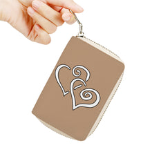 Load image into Gallery viewer, Ti Amo I love you - Exclusive Brand - Mongoose - Double White Heart - PU Leather- Zipper Card Holder
