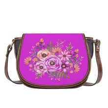 Load image into Gallery viewer, Ti Amo I love you - Exclusive Brand - Bright Orchid - Floral Bouquet - Saddle Bag
