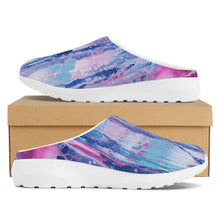 Load image into Gallery viewer, Ti Amo I love you - Exclusive Brand  - Mulberry &amp; Kashmir Blue Floating Paint Pattern - Mesh Slip-Ons
