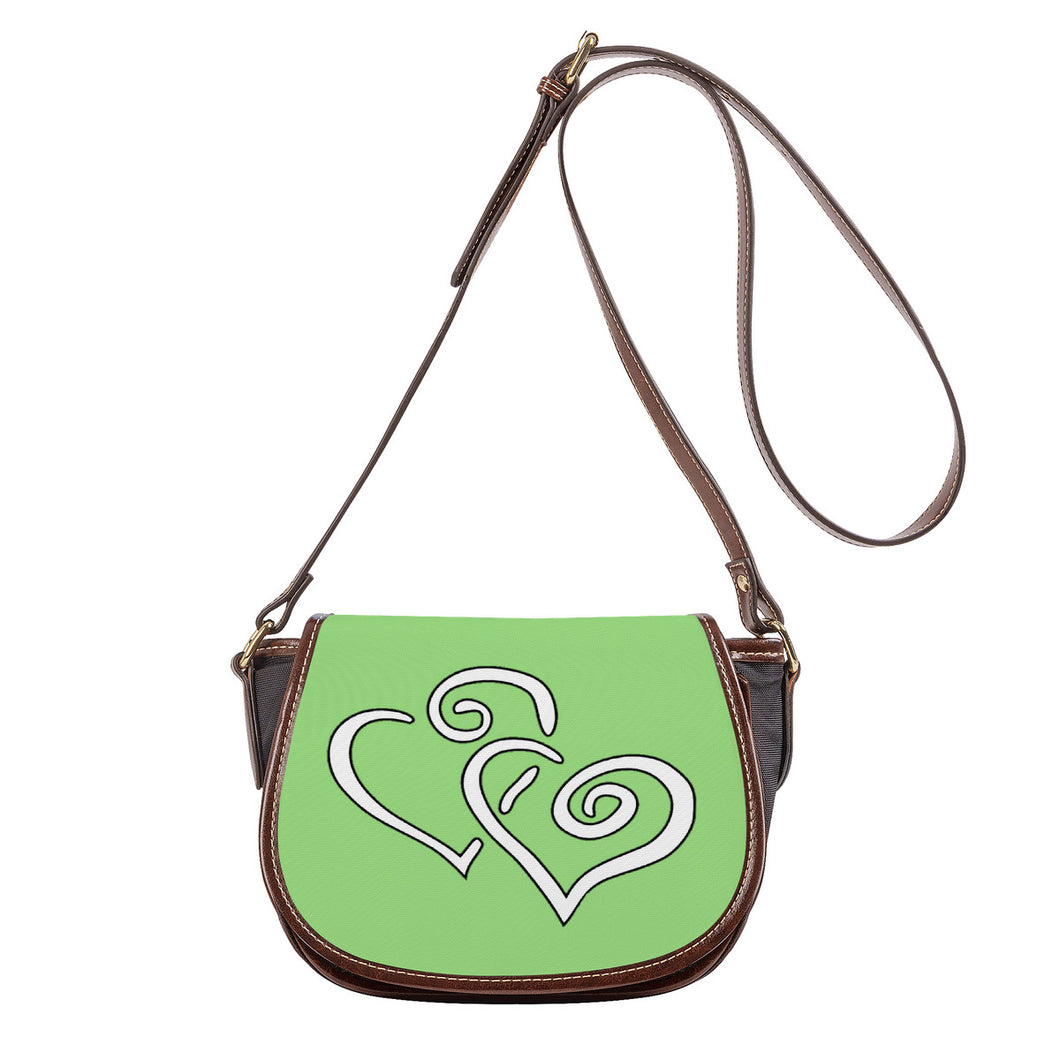 Ti Amo I love you - Exclusive Brand - Feijoa - Double White Heart - Saddle Bag