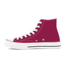Load image into Gallery viewer, Ti Amo I love you - Exclusive Brand - Berry - White Daisy - High Top Canvas Shoes - White  Soles
