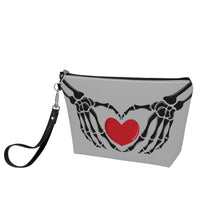 Load image into Gallery viewer, Ti Amo I love you - Exclusive Brand - Deep Silver Chalice - Skeleton Hands with Heart - Sling Cosmetic Bag
