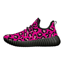 Load image into Gallery viewer, Ti Amo I love you - Exclusive Brand - Hollywood Cerise Leopard - Womens Mesh Knit Sneakers - Black Soles
