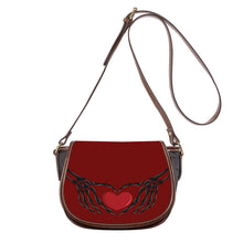 Load image into Gallery viewer, Ti Amo I love you - Exclusive Brand - Dark Burgundy - Skeleton Hands with Heart - Saddle Bag
