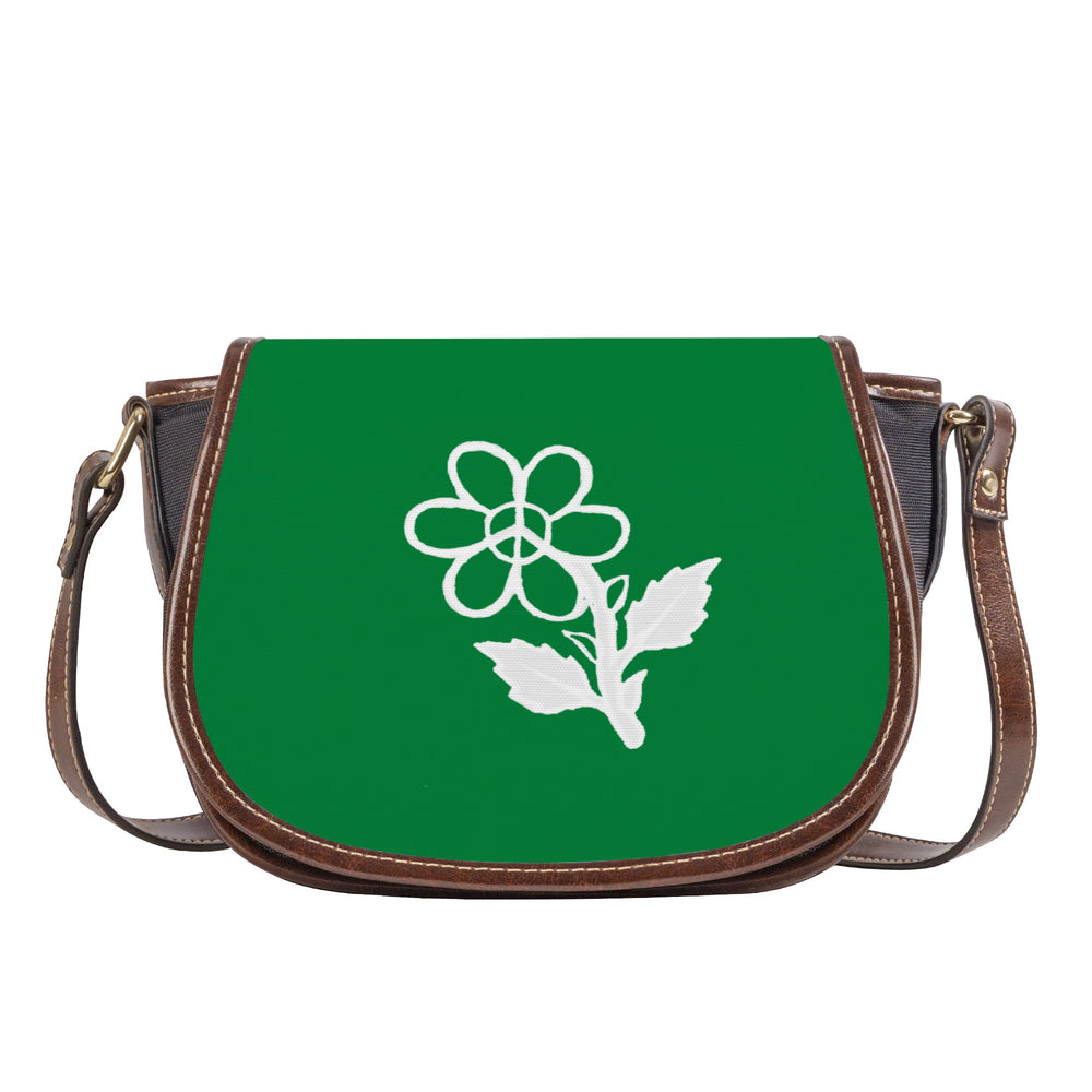 Ti Amo I love you - Exclusive Brand - Fun Green - White Daisy -  Saddle Bag