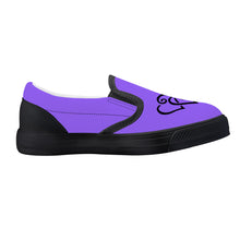 Load image into Gallery viewer, Ti Amo I love you - Exclusive Brand - Heliotrope 3 - Double Black Heart - Kids Slip-on shoes - Black Soles
