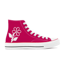 Load image into Gallery viewer, Ti Amo I love you - Exclusive Brand - Lipstick 2 - White Daisy - High Top Canvas Shoes - White  Soles
