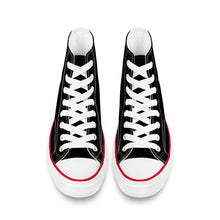 Load image into Gallery viewer, Ti Amo I love you - Exclusive Brand - Black - White Daisy - High Top Canvas Shoes - White  Soles
