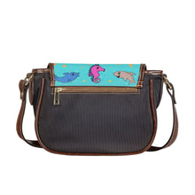 Load image into Gallery viewer, Ti Amo I love you - Exclusive Brand - Medium Turquoise Blue - Sea Creatures - Saddle Bag
