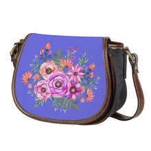 Load image into Gallery viewer, Ti Amo I love you - Exclusive Brand - Medium Purple - Floral Bouquet - Saddle Bag
