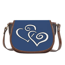 Load image into Gallery viewer, Ti Amo I love you - Exclusive Brand - Dusk Blue - Double White Heart - Saddle Bag
