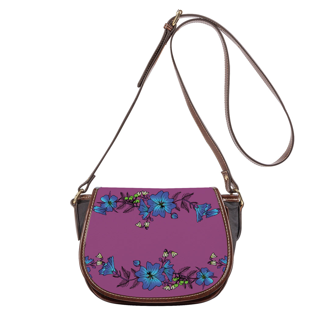 Ti Amo I love you - Exclusive Brand - Cannon Pink - Blue Floral - Saddle Bag