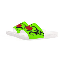 Load image into Gallery viewer, Ti Amo I love you - Exclusive Brand - Chartreuse - Skeleton Hands with Heart -  Slide Sandals - White Soles
