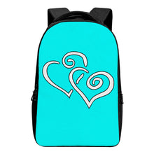 Load image into Gallery viewer, Ti Amo I love you - Exclusive Brand - Aqua / Cyan - Double White Heart -   Laptop Backpack
