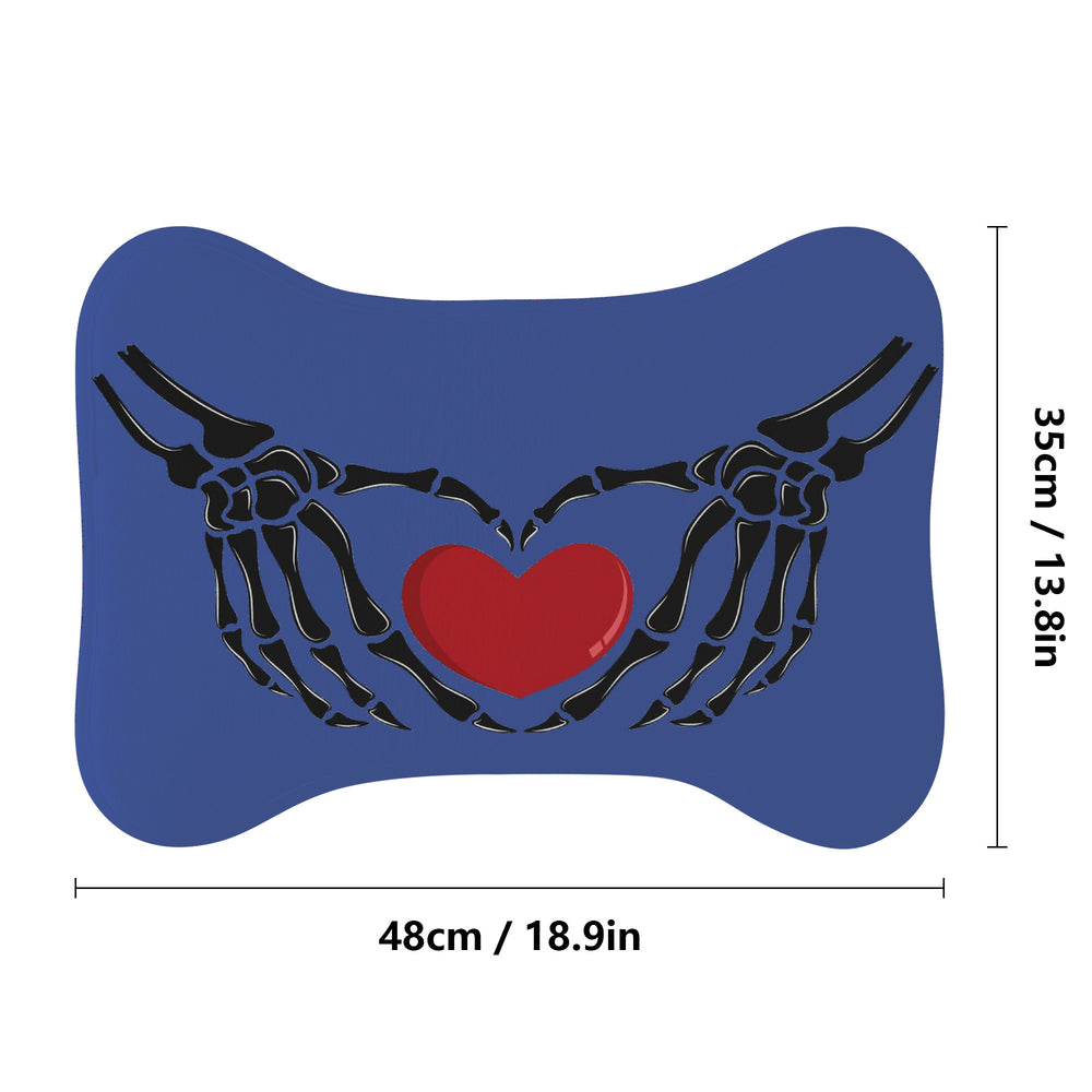 Ti Amo I love you - Exclusive Brand - Chambray Blue - Skeleton Hands with Heart  - Big Paws Pet Rug