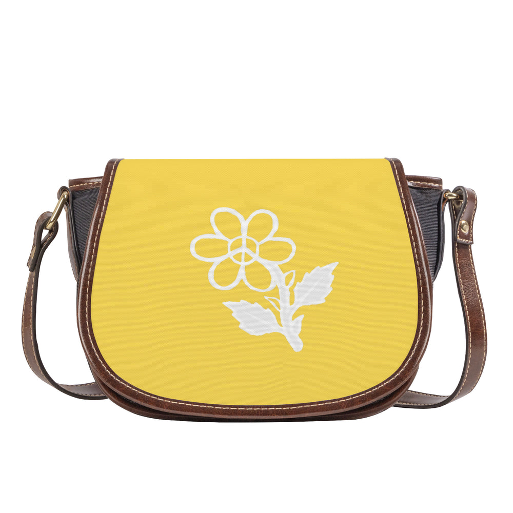 Ti Amo I love you - Exclusive Brand - Mustard Yellow - White Daisy - Saddle Bag