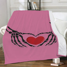 Load image into Gallery viewer, Ti Amo I love you - Exclusive Brand  - Charm - Skeleton Hands with Heart - Micro Fleece Blankets
