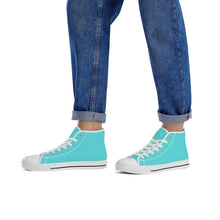 Load image into Gallery viewer, Ti Amo I love you - Exclusive Brand - Medium Turquoise Blue - High-Top Canvas Shoes - White Soles
