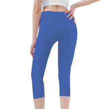 Load image into Gallery viewer, Ti Amo I love you -Exclusive Brand - San Marino Blue - Double White Heart - Womens / Teen Girls / Womens Plus Size - Capri Yoga Leggings - Sizes XS-3XL
