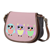 Load image into Gallery viewer, Ti Amo I love you - Exclusive Brand - Pinkish Grey - 3 Owls -  Saddle Bag
