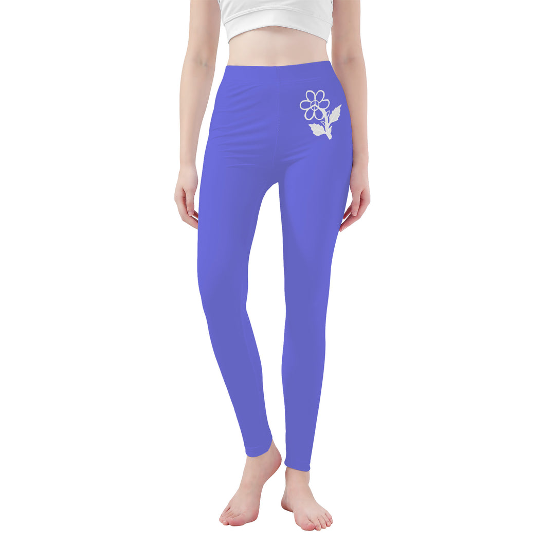 Ti Amo I love you - Exclusive Brand  - Medium Purple  -  White Daisy -  Yoga Leggings