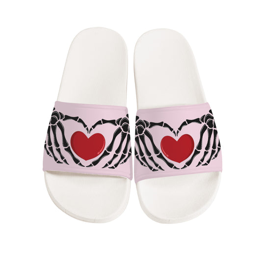 Ti Amo I love you - Exclusive Brand - We Peep - Skeleton Hands with Heart -  Slide Sandals - White Soles