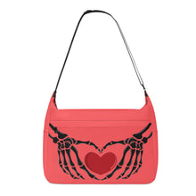 Load image into Gallery viewer, Ti Amo I love you - Exclusive Brand - Airbnb Red - Skeleton Heart Hands  -  Journey Computer Shoulder Bag
