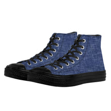 Load image into Gallery viewer, Ti Amo I love you - Exclusive Brand - Light Navy Blue Denim - High Top Canvas Shoes - Black  Soles
