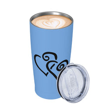 Load image into Gallery viewer, Ti Amo I love you - Exclusive Brand - Havelock Blue - Double Black Heart - 20oz Stainless Steel Straw Lid Cup
