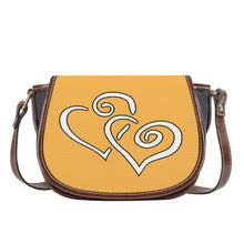 Load image into Gallery viewer, Ti Amo I love you - Exclusive Brand - Light Orange  - Double White Heart - Saddle Bag
