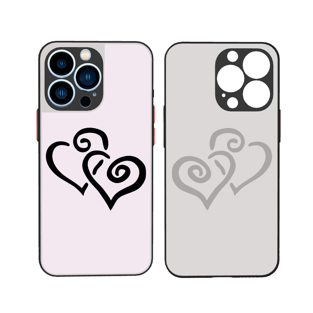 Ti Amo I love you - Exclusive Brand - Prim - Double Black Heart - iPhone 13 Matte Back with Soft Texture Edge Case (3 cameras)